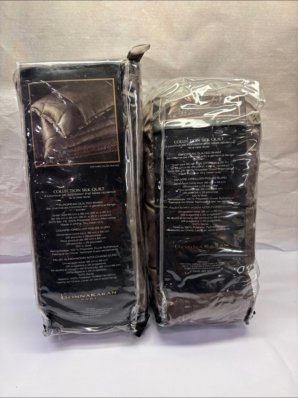 Donna Karan Silk Quilted European Shams in Shiitake Set of 2